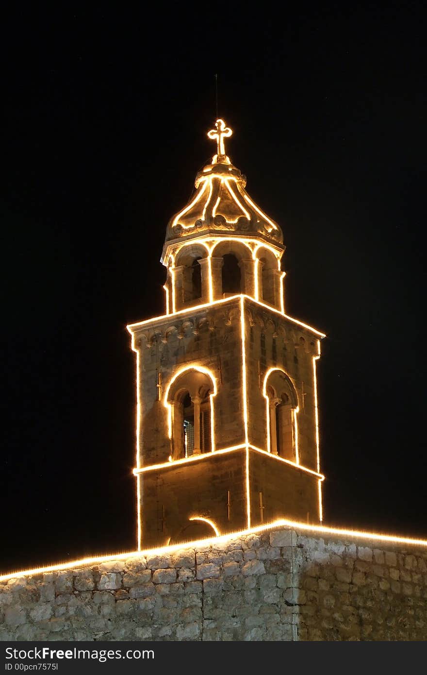 Church Tower By Night