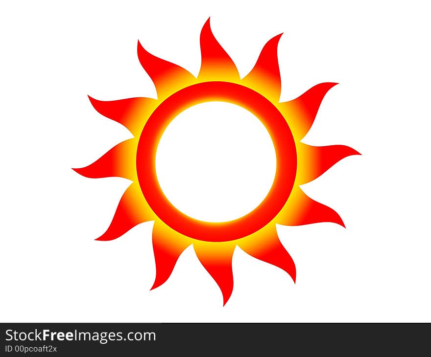 The red-yellow sun on a white background