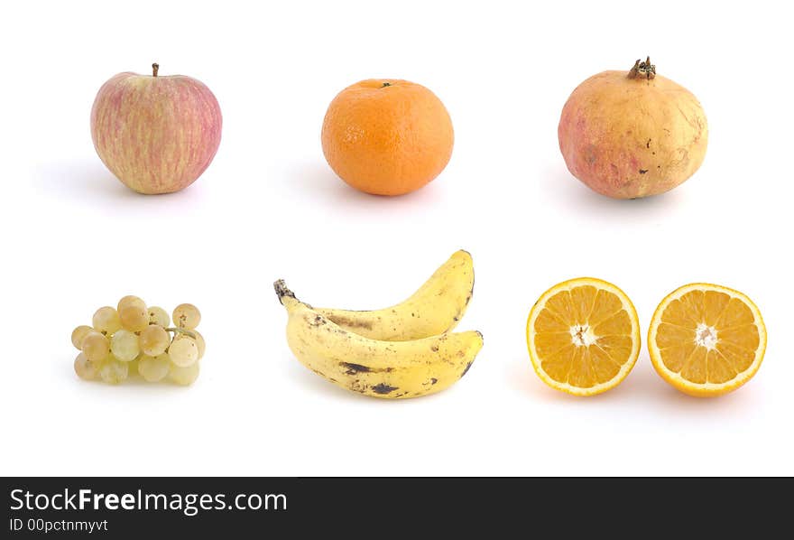 Collection of fresh fruits isolated