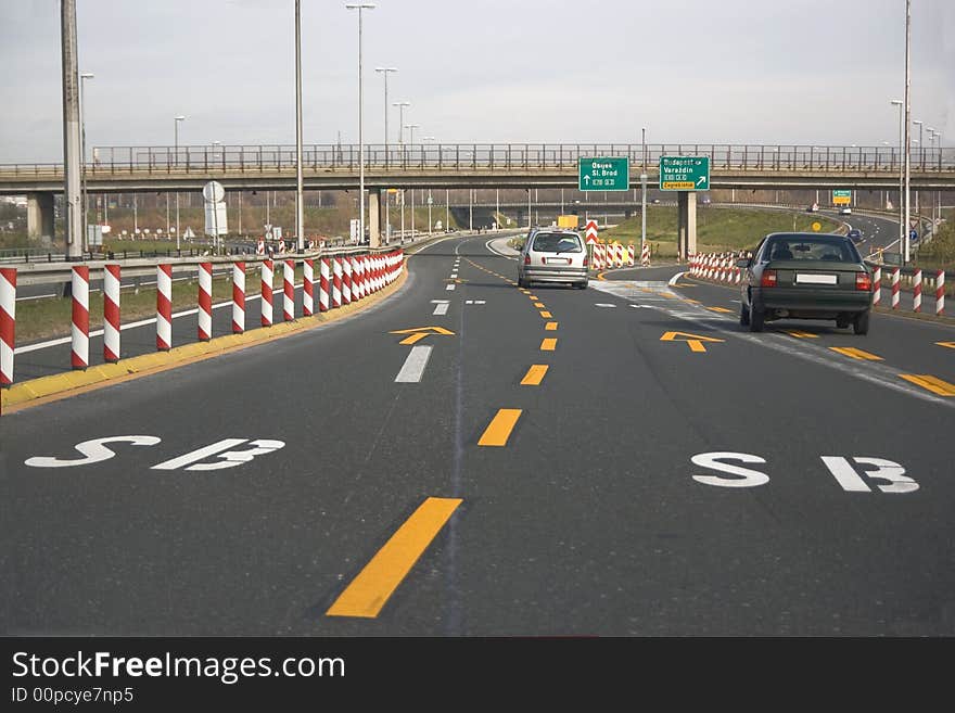 Divided highway with signs of Croatija