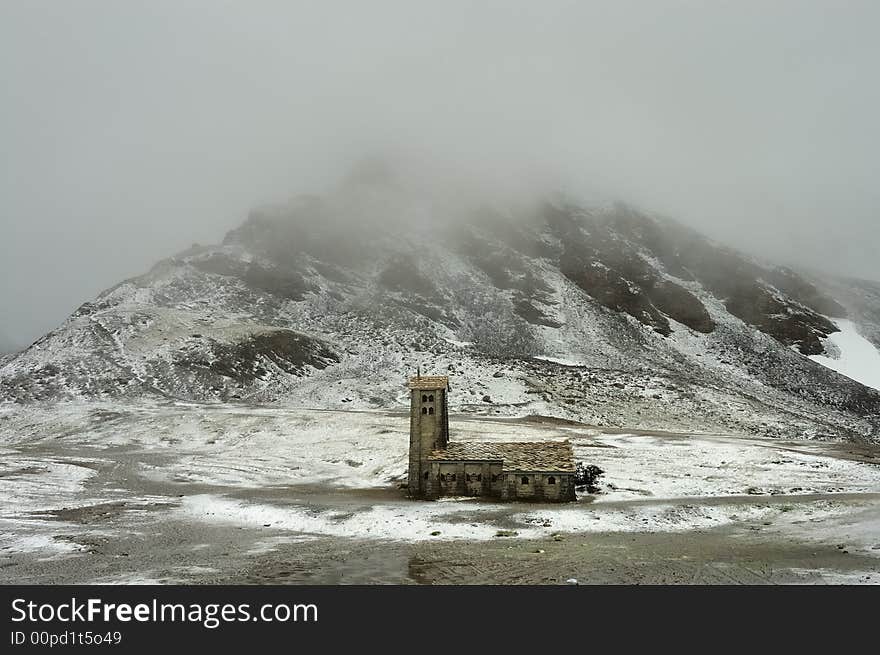 Church in the Frensh Alps in Winter. Church in the Frensh Alps in Winter