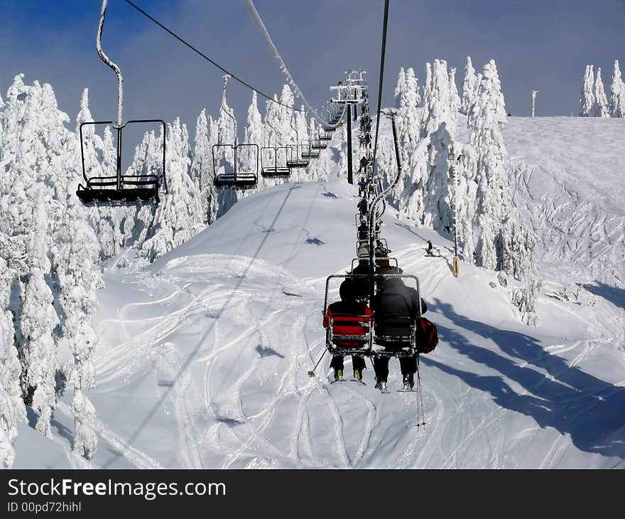 Chairlift and lots of fresh snow