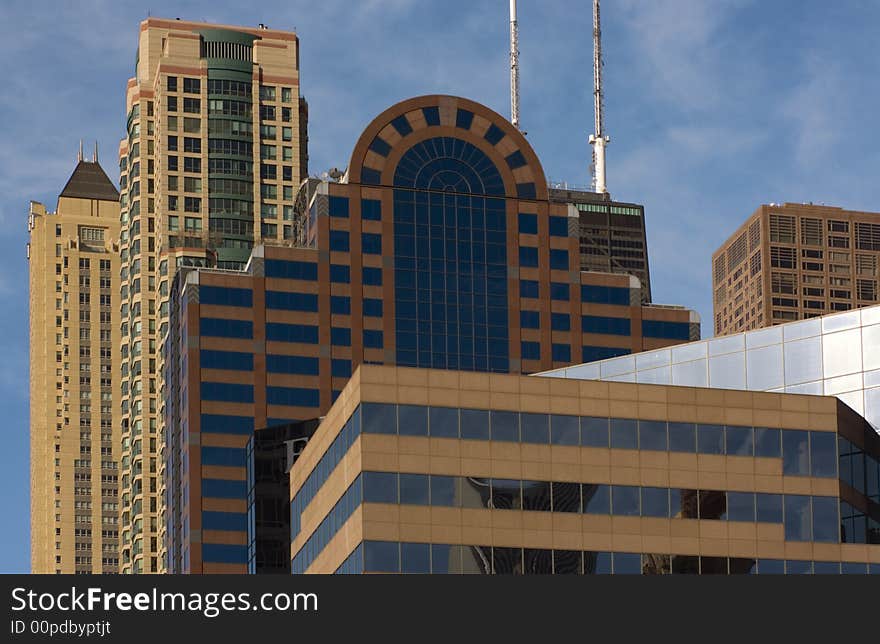 Buildings Downtown Chicago seen late afternoon.