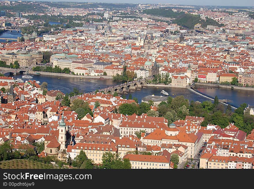 Aerial view about Prague, Czech Republic