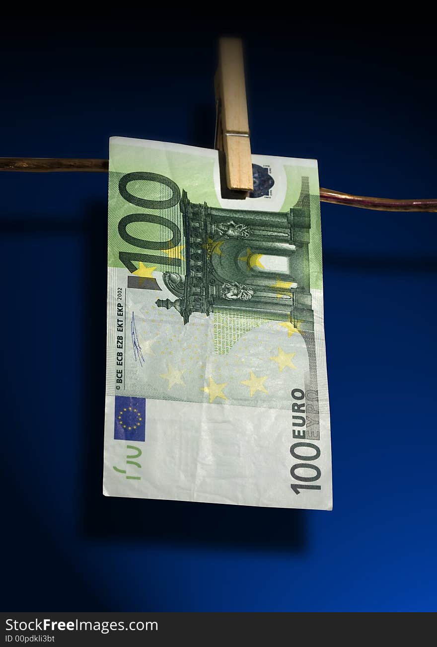 Euro banknote on the wire, illustration