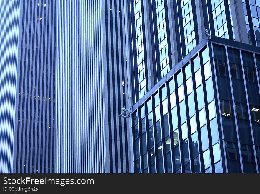 Skycraper details with security cameras.Uptown Manhatten.
 Symbols of economic power. Skycraper details with security cameras.Uptown Manhatten.
 Symbols of economic power.