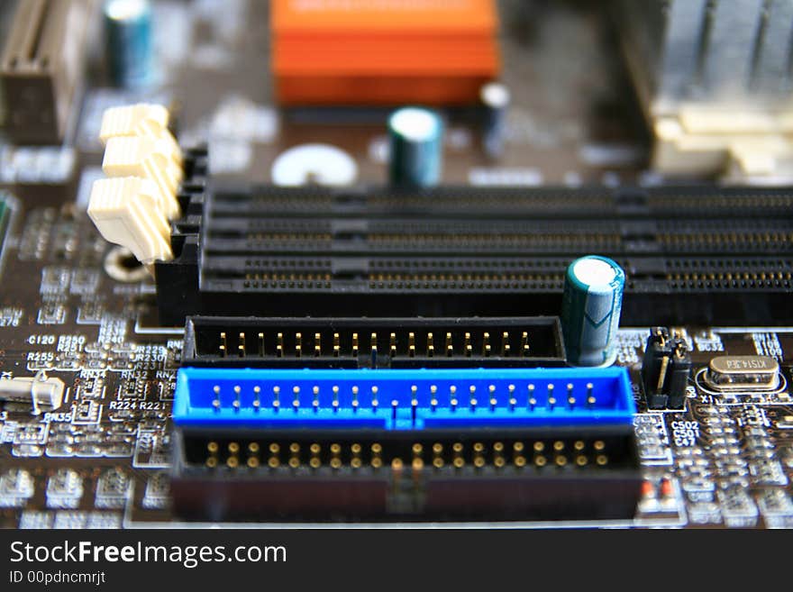 Motherboard - selective focus on the slot