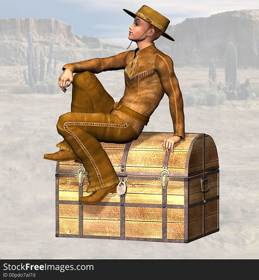 Wild West cowboy with Clipping Path / Cutting Path. Wild West cowboy with Clipping Path / Cutting Path