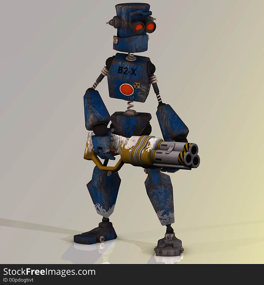 Funny Futuristic cartoon roboter with Clipping Path