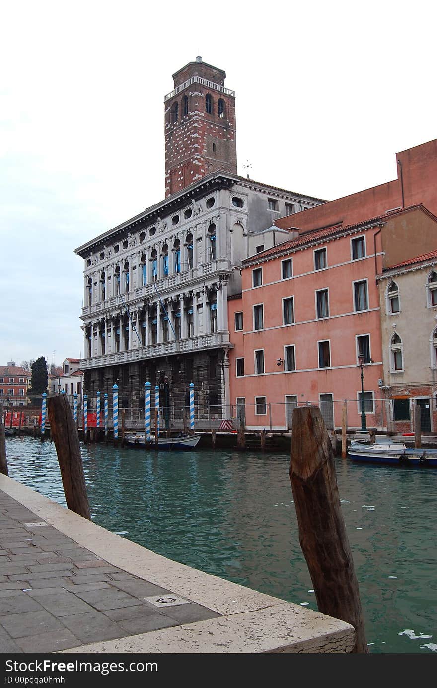 A characteristic canal with ancient buildings. A characteristic canal with ancient buildings