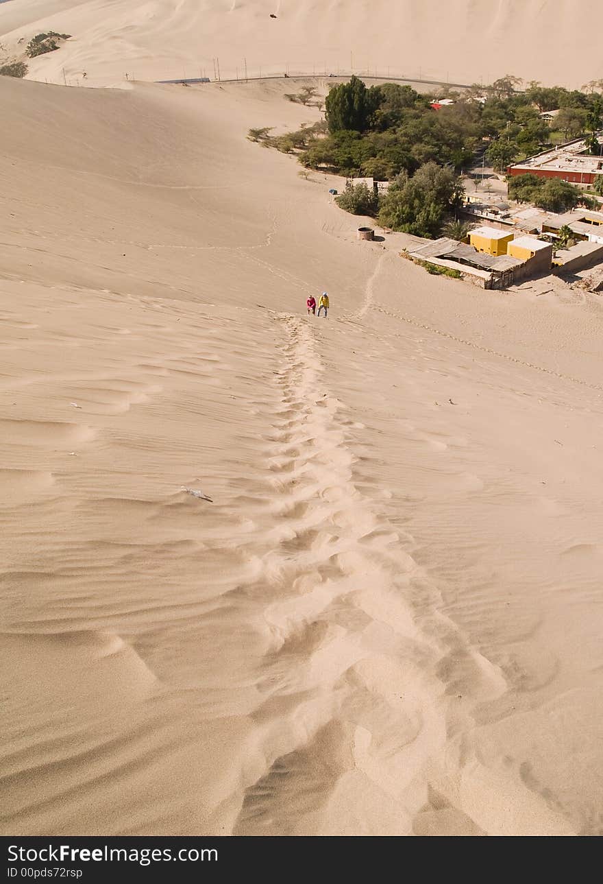 PAth in the desert of Ica in Peru. PAth in the desert of Ica in Peru