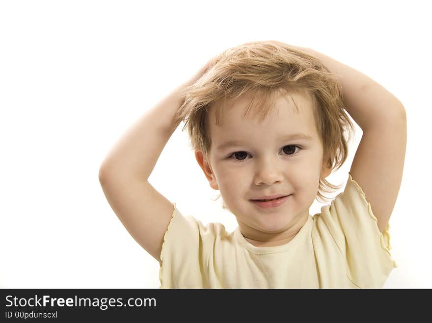 Young girl playing in studio