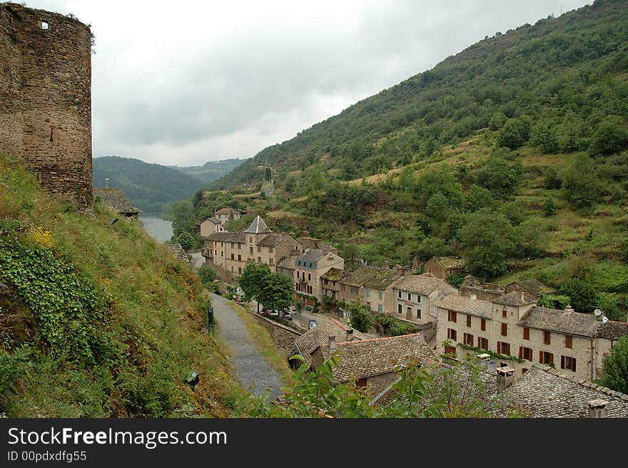 Overview of Brousse-le-Chateau in Aveyron (south west of France) from the village Castle. Overview of Brousse-le-Chateau in Aveyron (south west of France) from the village Castle.