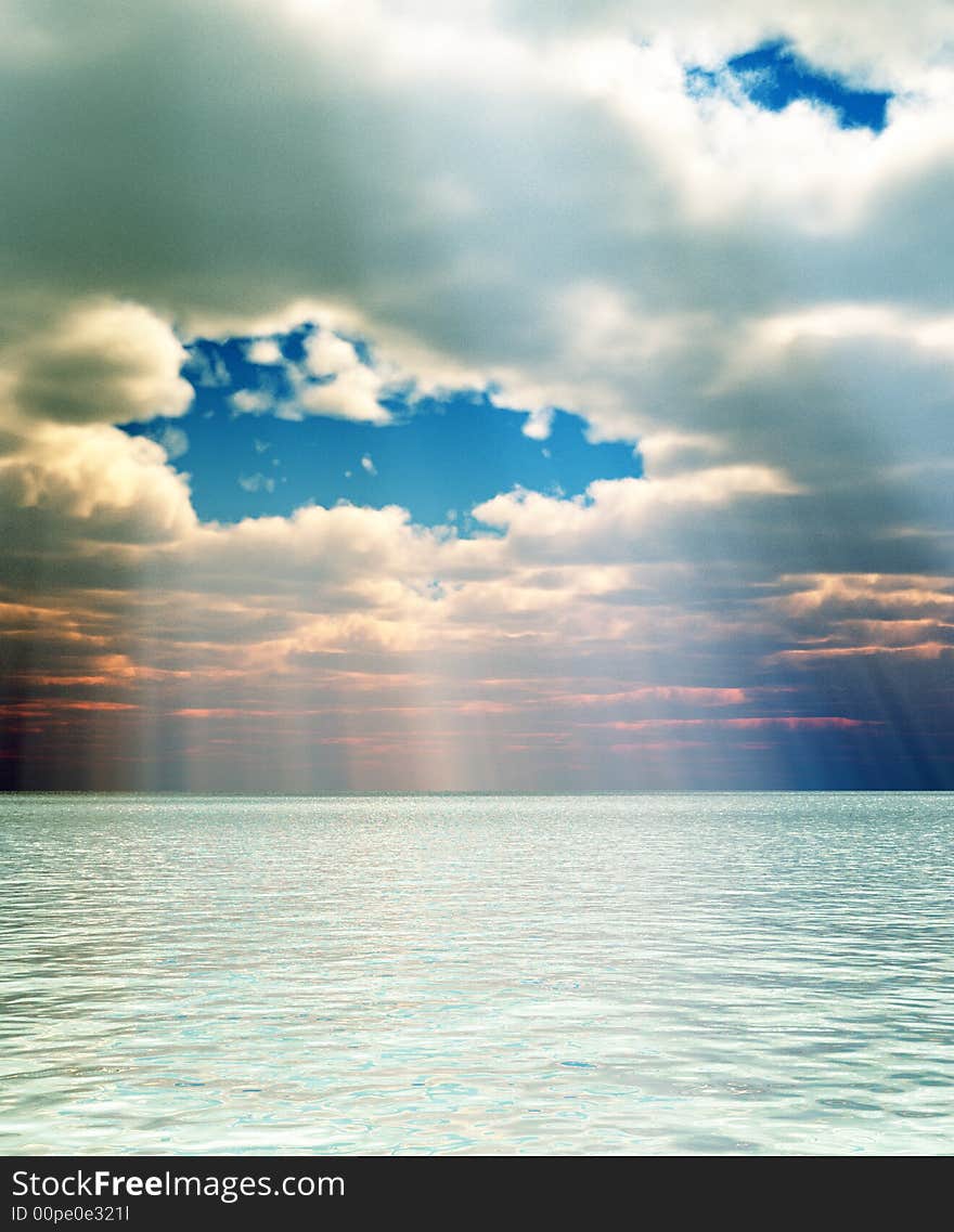 Beautiful seascape with cloudy skies. Beautiful seascape with cloudy skies