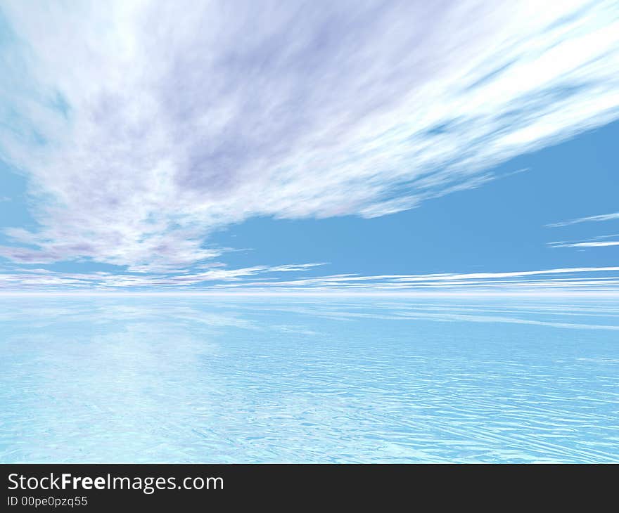 Beautiful seascape in the morning. 3d image. Beautiful seascape in the morning. 3d image