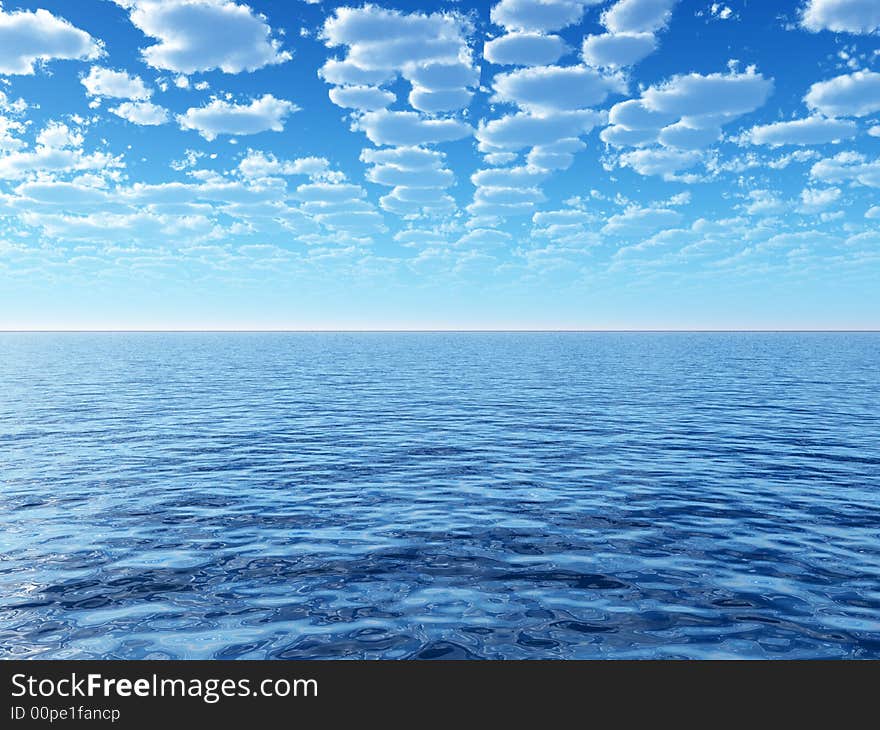 Beautiful cloudscape and blue water. Beautiful cloudscape and blue water