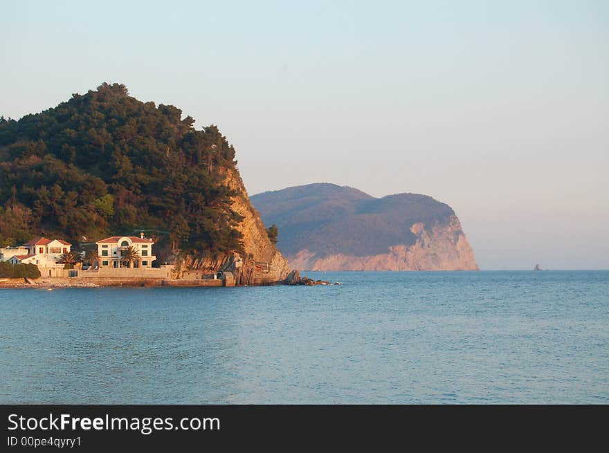 Houses on the beach in the early morning. Houses on the beach in the early morning