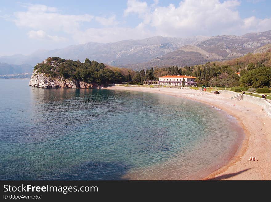 Little beach with house in Adriatic sea