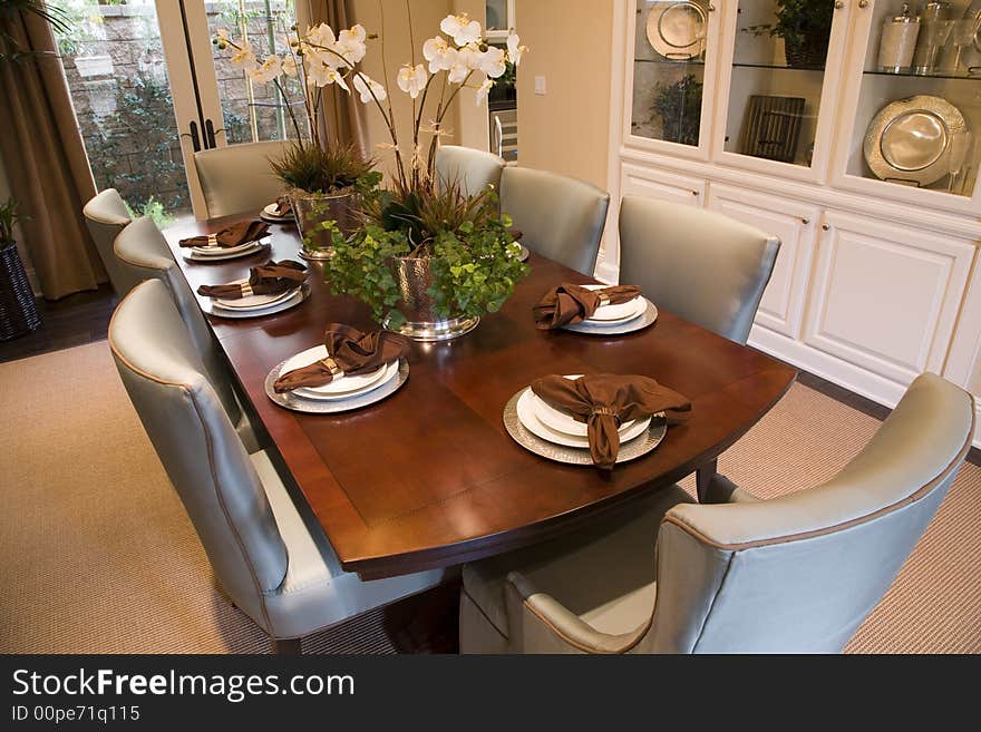 Luxury home dining table with modern decor. Luxury home dining table with modern decor.