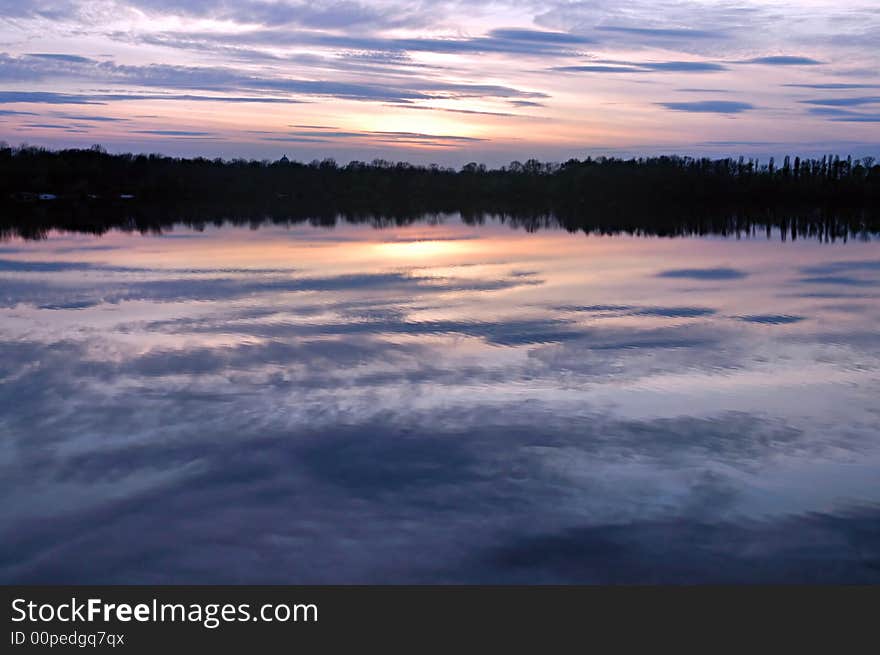 Abstract river and sunset background. Abstract river and sunset background