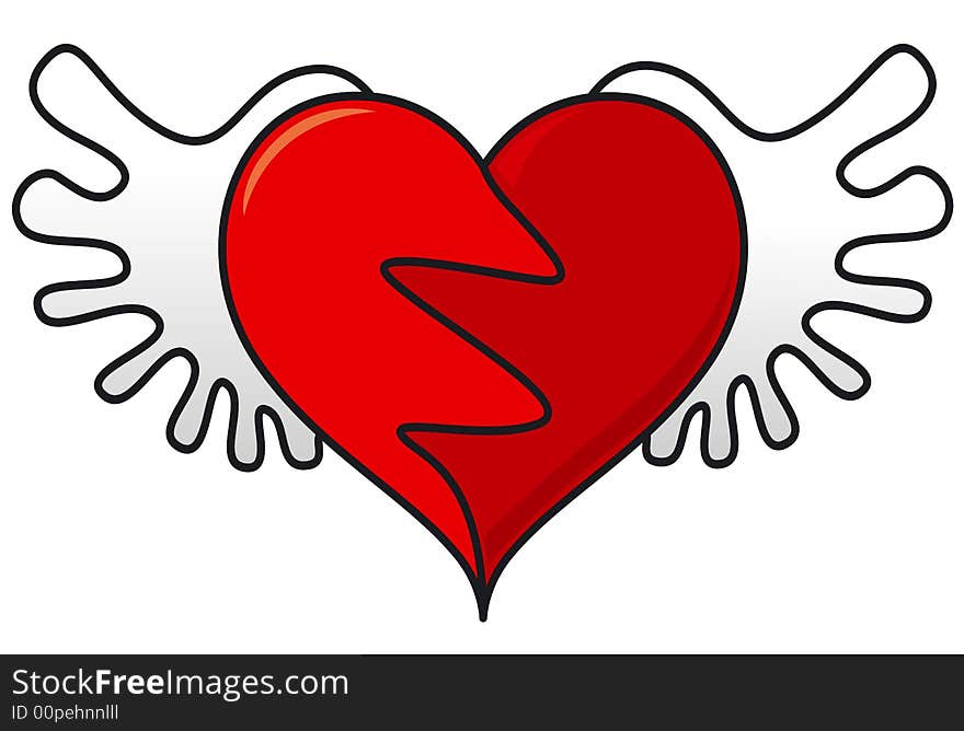 Flying heart symbol