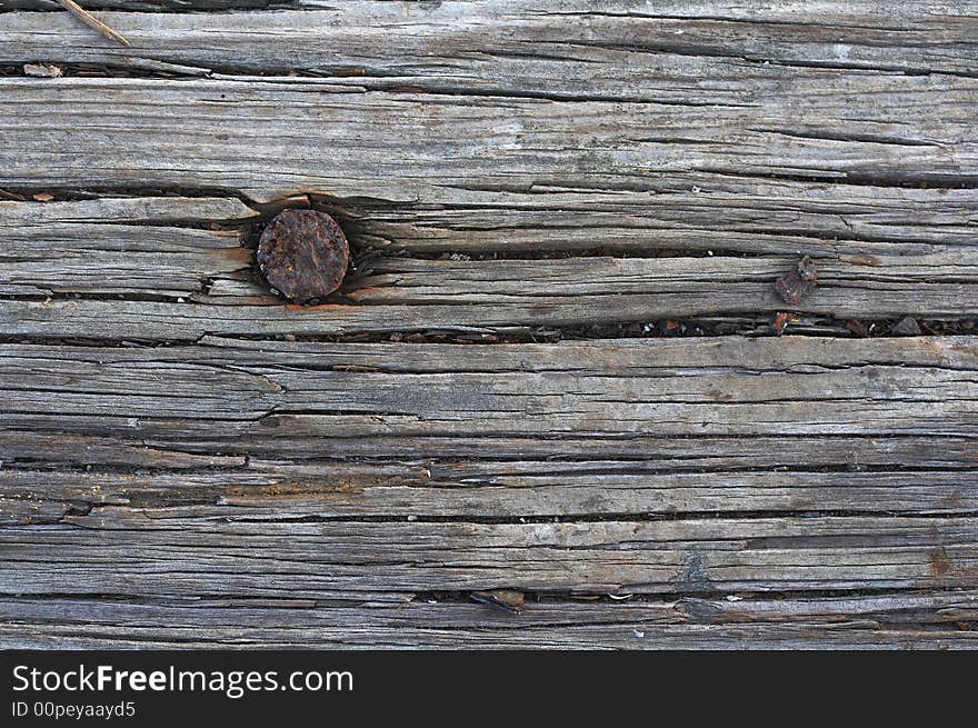 A macro picture of old wood and nail. A macro picture of old wood and nail