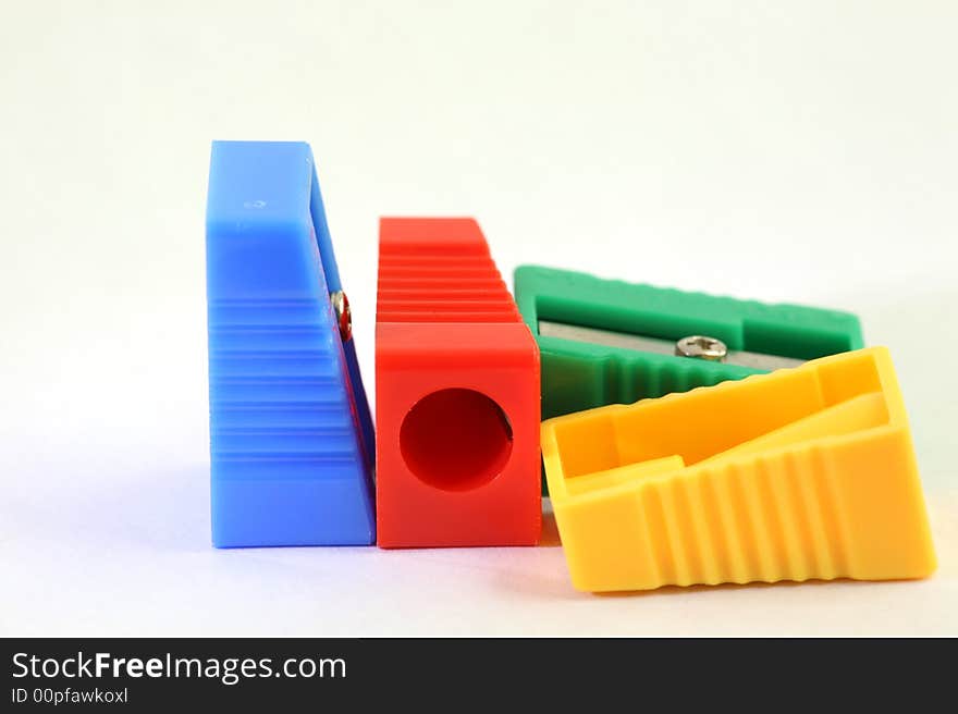 Colorful pencil sharpener with white background