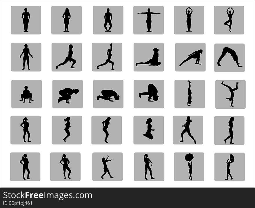 Active woman silhouettes - people vectors