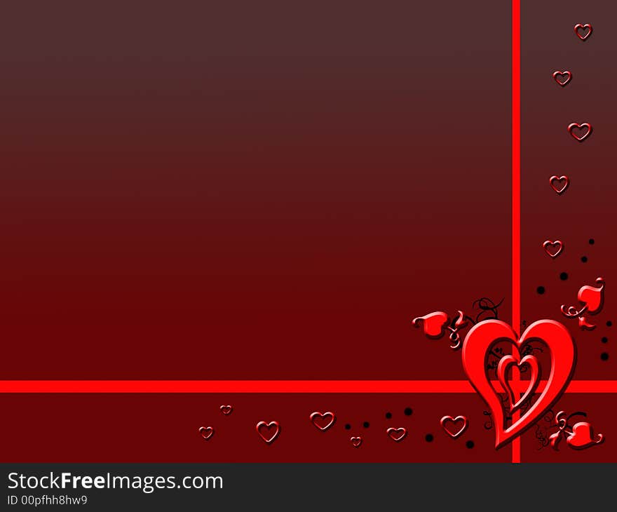 Red heart background for love