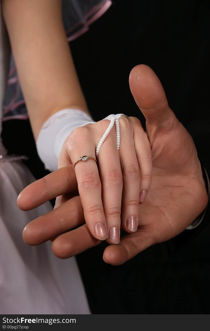 The two hands with a wedding rings