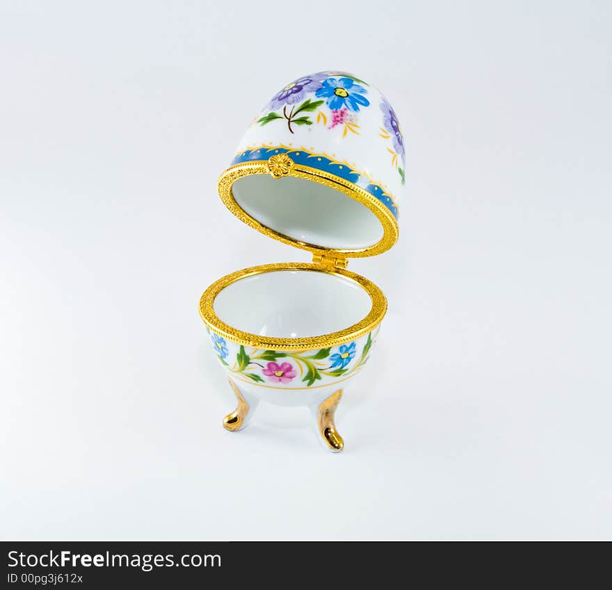 Modern egg a casket from porcelain made in China.