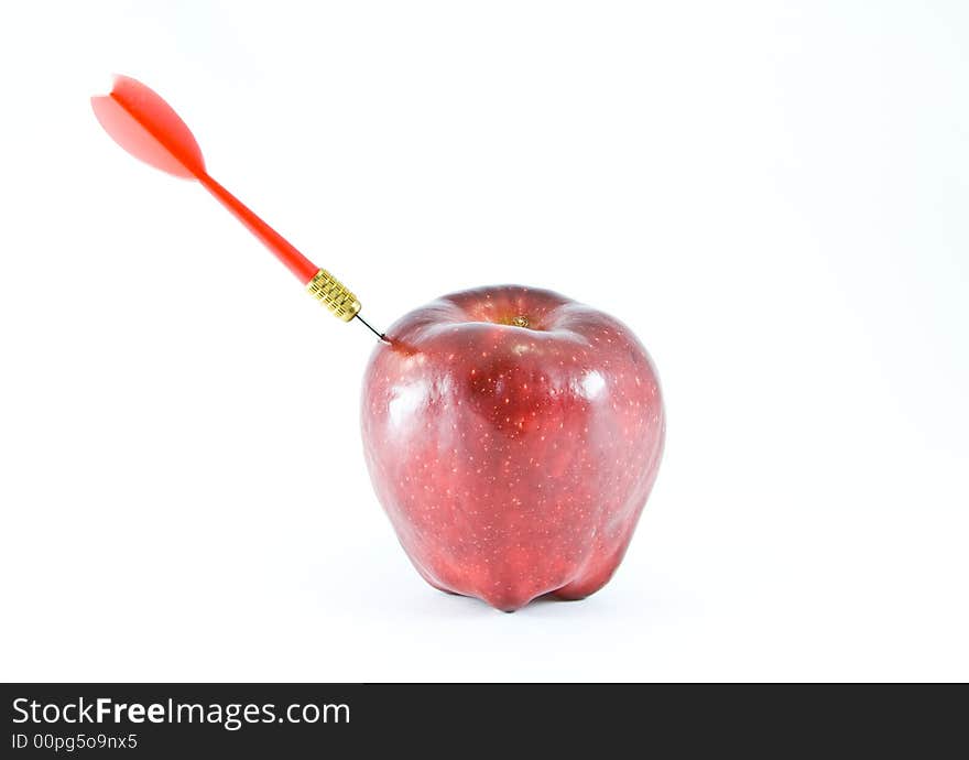 Apple with an arrow on white background