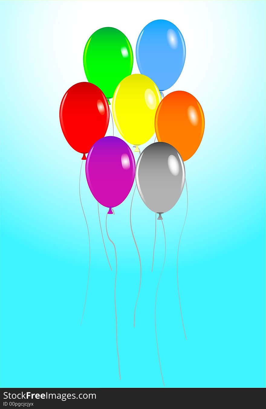 Vector illustration of a group of balloons floating in the air