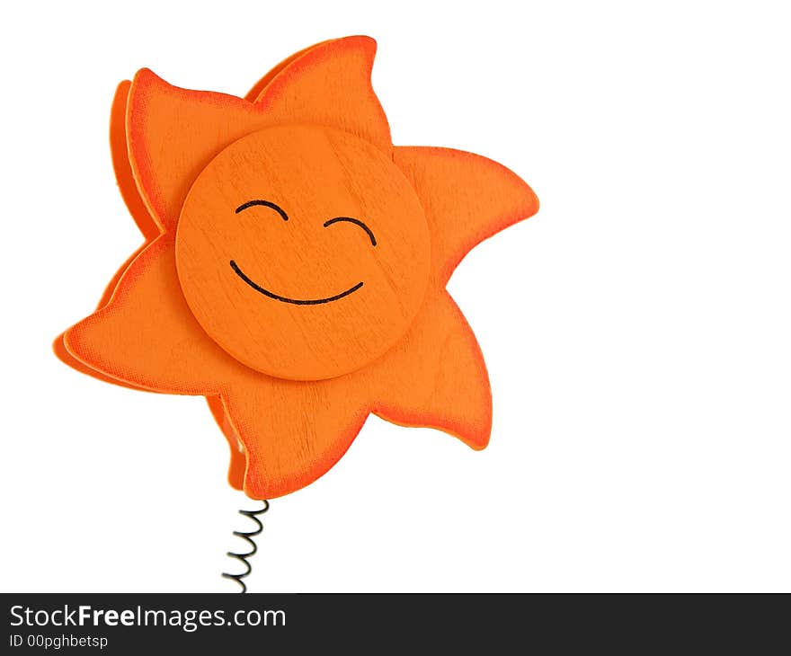 Funny, smiling orange flower on the white background. Funny, smiling orange flower on the white background