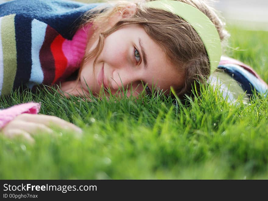 Young girl is enjoying herself at outdoor location