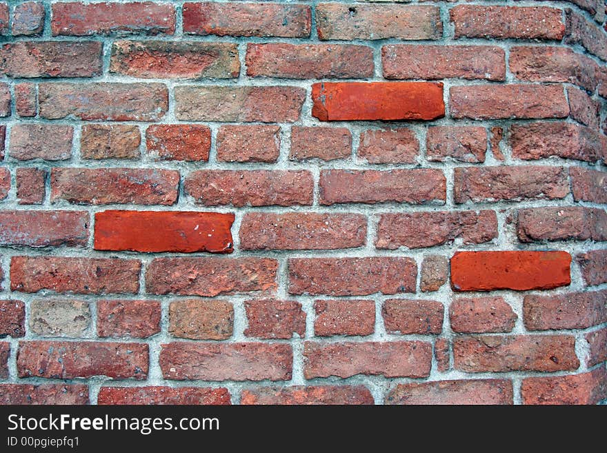 Old wall with orange bricks