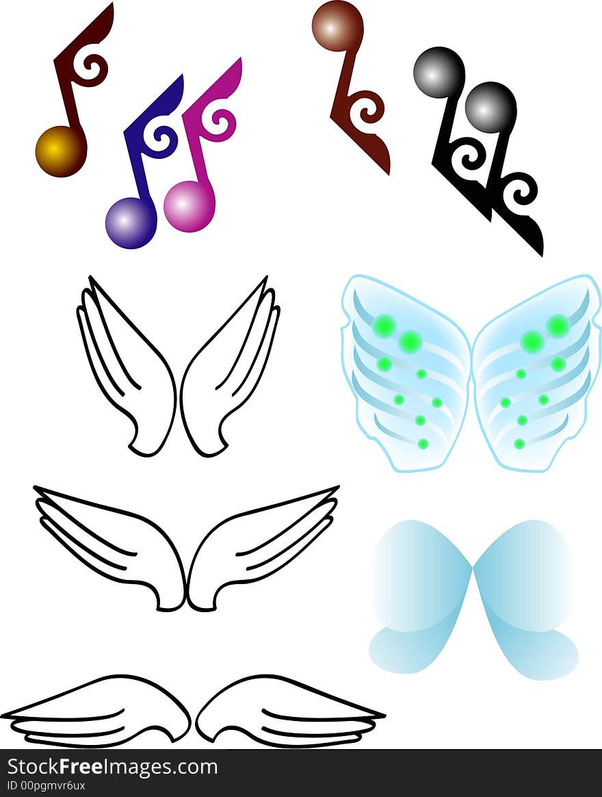 Vector illustration for variety of wings element.