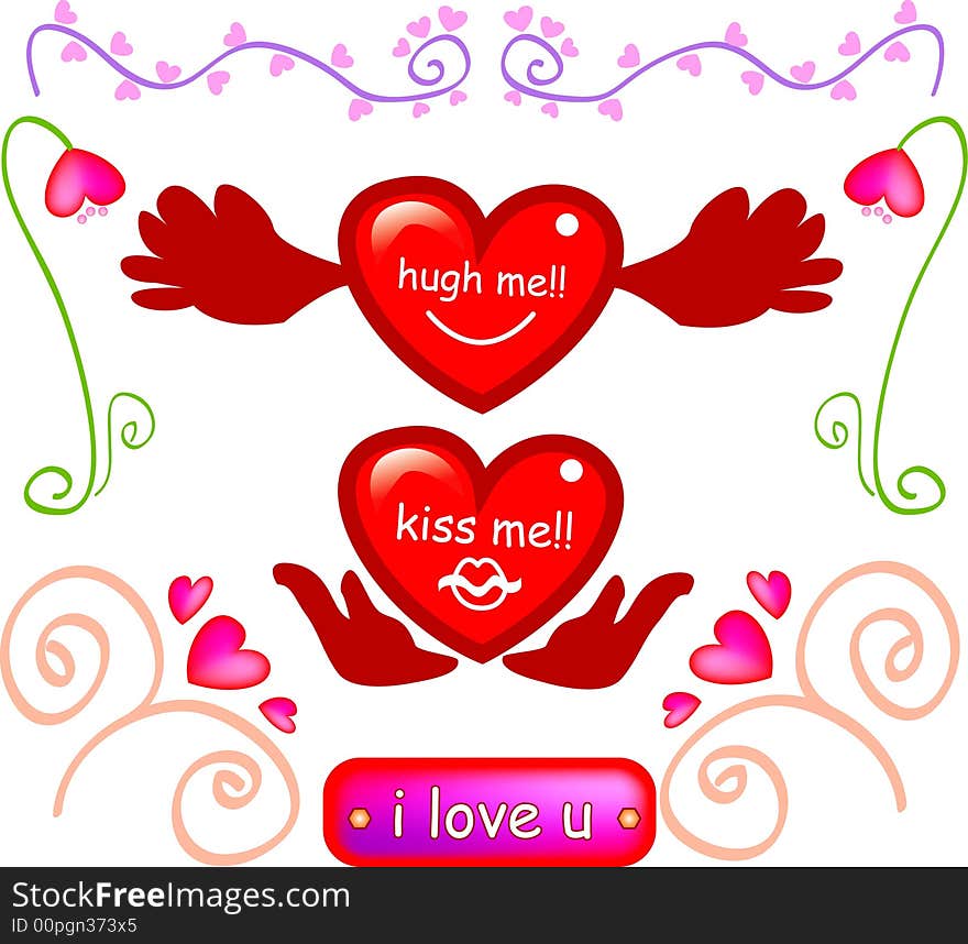 Vector illustration for love shape element, border