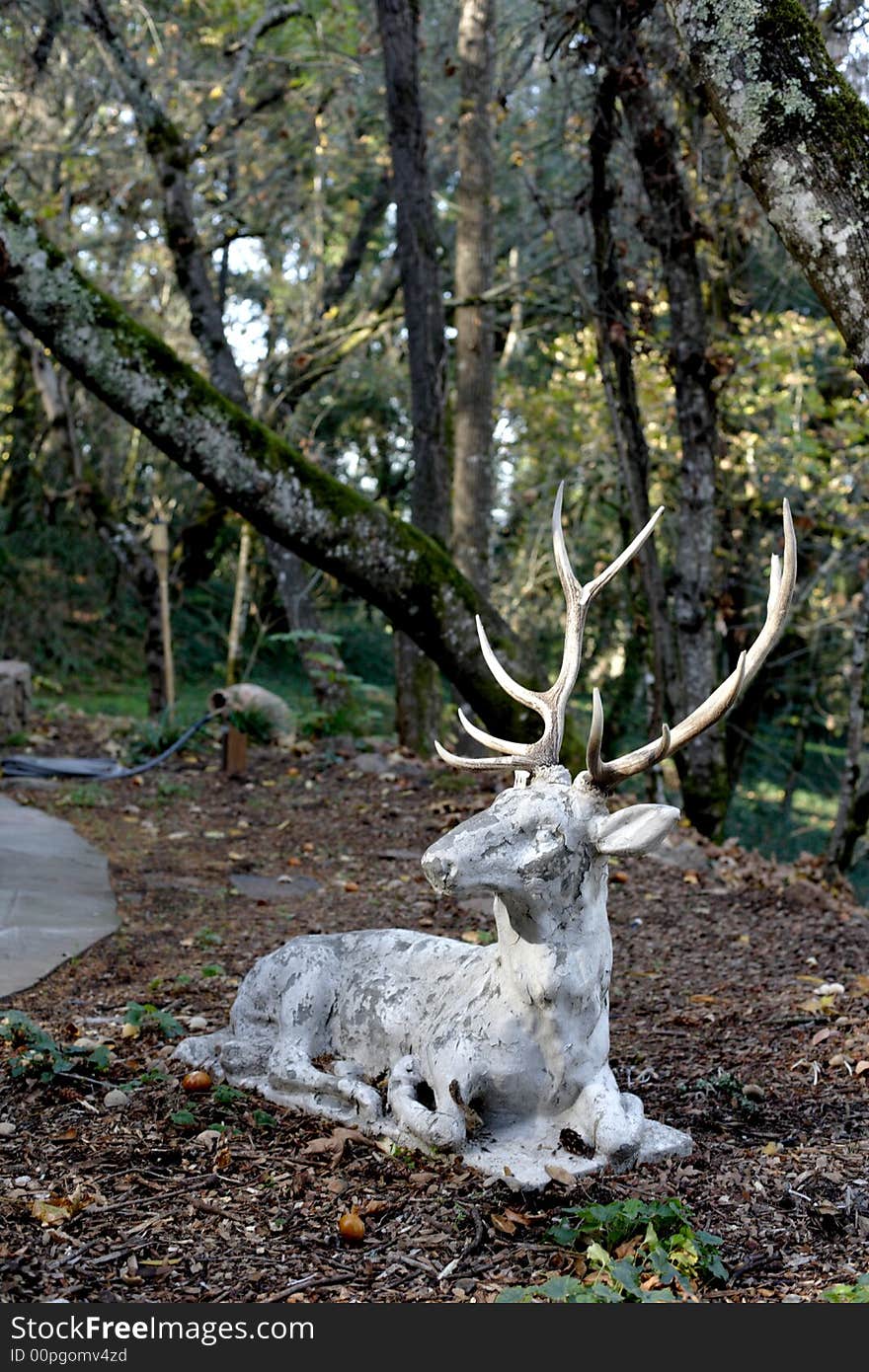 A deer sculpture in the garden of a Napa valley retreat