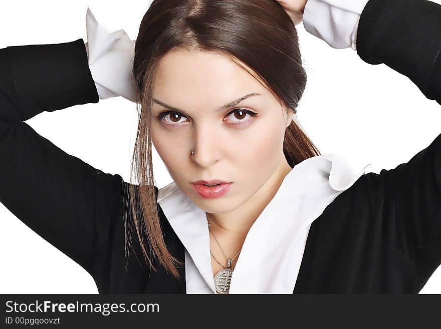 Beautiful woman on white background