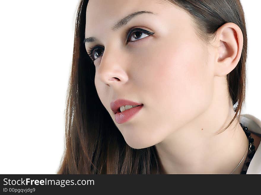 Beautiful woman on white background