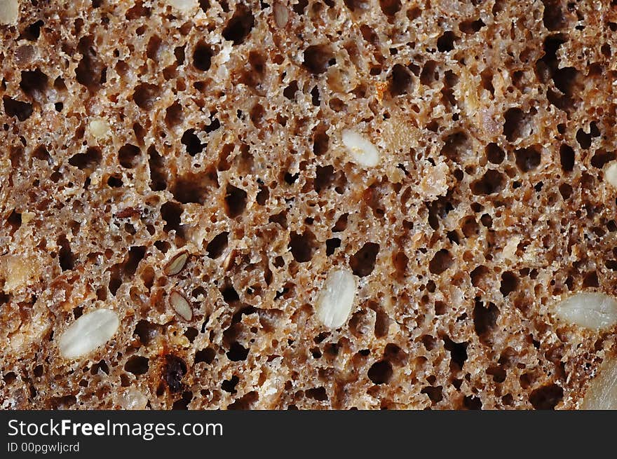 Rye bread with seeds. Texture.