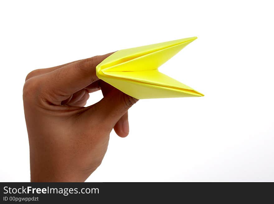 Folding a piece of paper over a white background. Folding a piece of paper over a white background