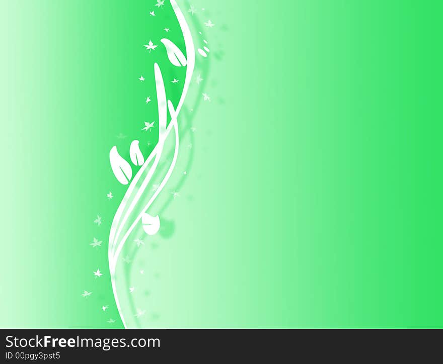 Colorful green background with white floral decoration. Colorful green background with white floral decoration