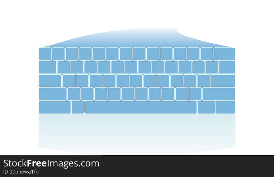 Simple keyboard illustration flying in from the horizon with reflection on ground. Simple keyboard illustration flying in from the horizon with reflection on ground.