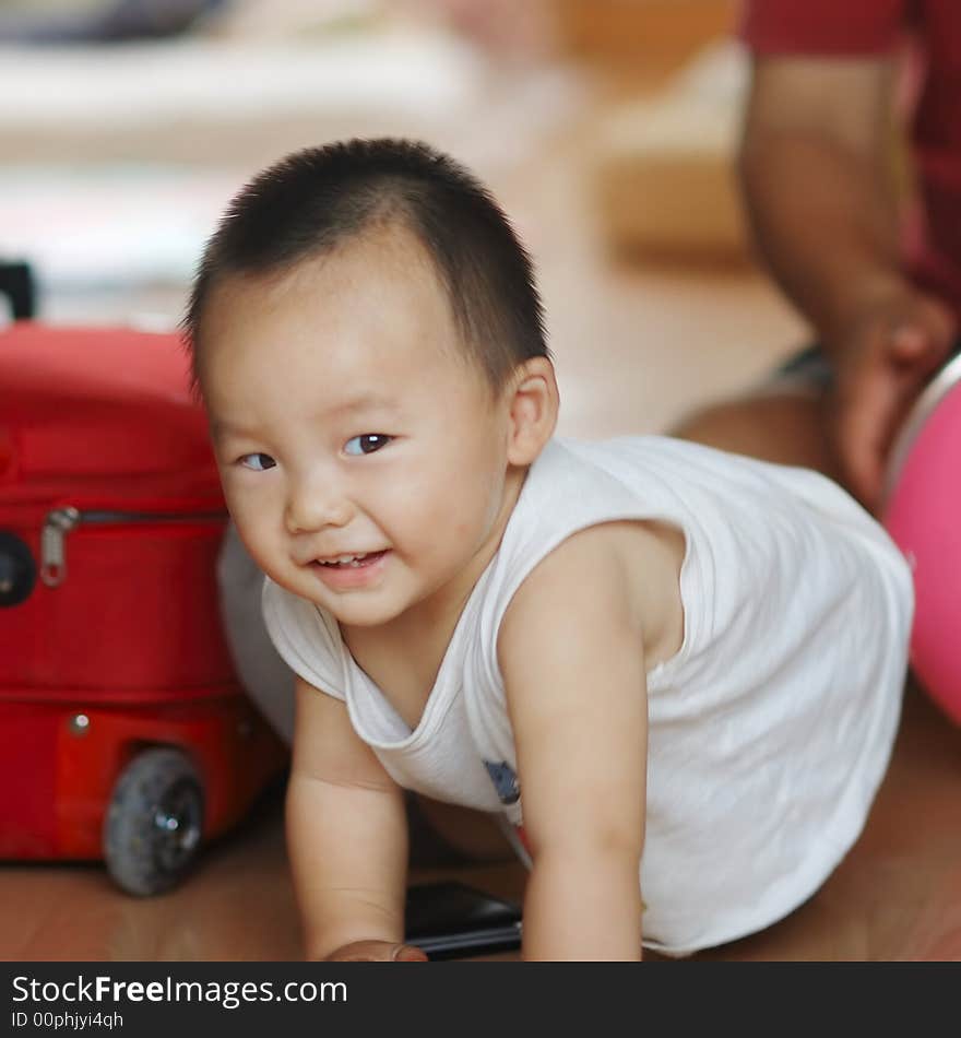 Cute baby creep on the floor