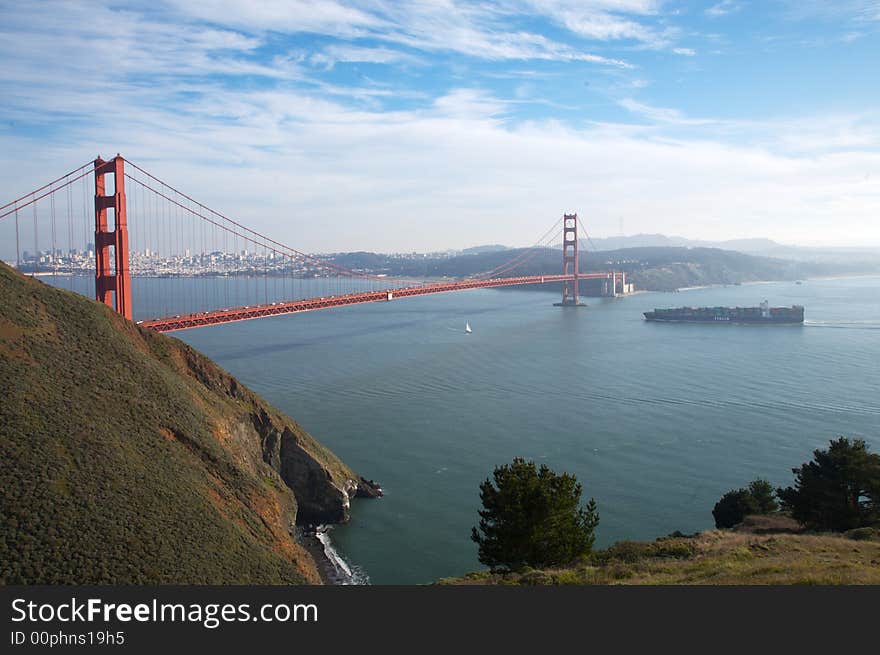 View of the Golden Gate Bridge with San Francisco in the background