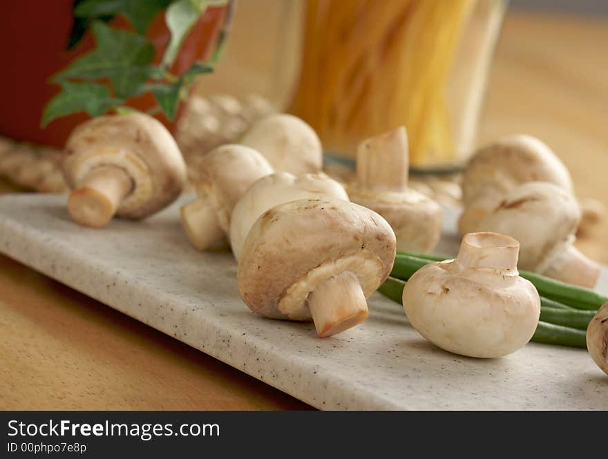 Mushrooms on a Cutting Board