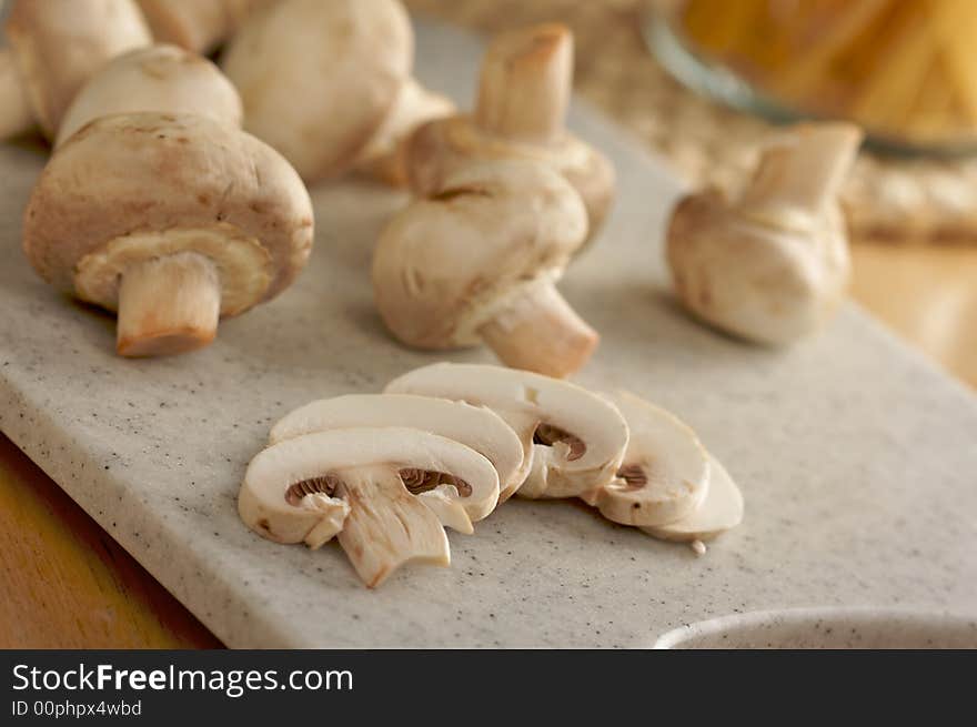 Mushrooms on a Cutting Board