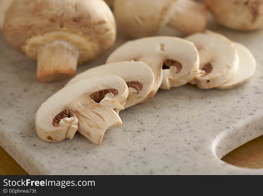 Mushrooms on a Cutting Board